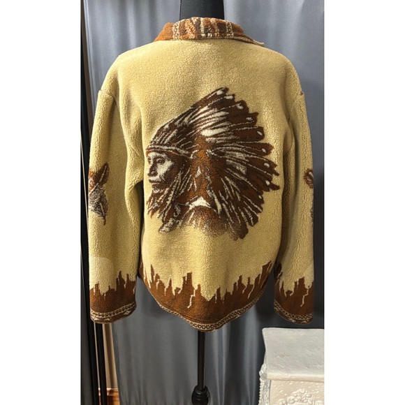 RARE VINTAGE Native American Coat Schaefer Outfitter Warm Fleece, Made USA LARGE - Picture 2 of 10